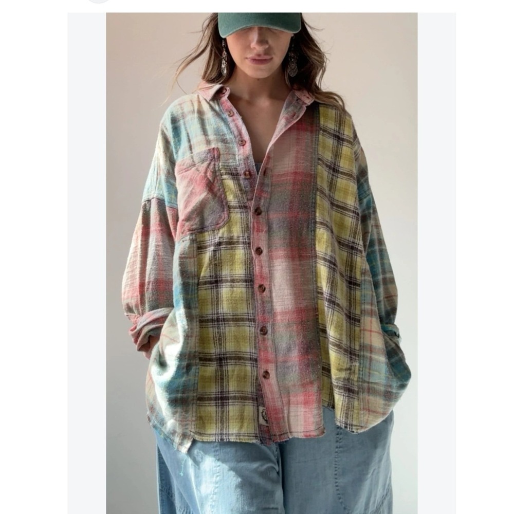 BDG Urban Outfitters Patchwork Plaid Flannel Shirt Multi Color Medium NWT